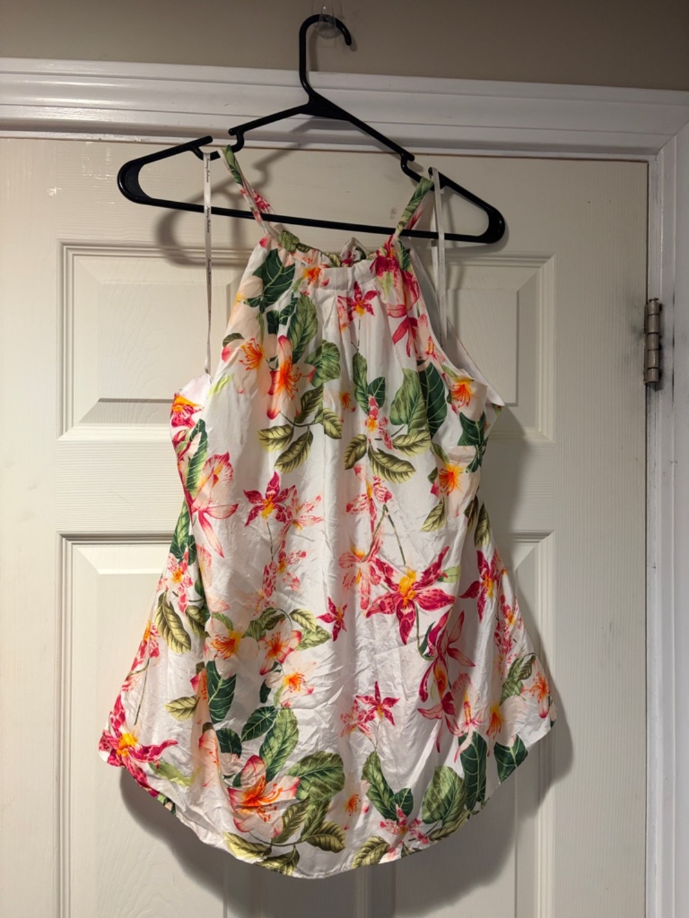 Tommy Bahama Silk Halter Floral Tank in Pink & White XL